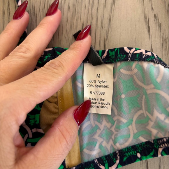 J. Crew Navy, Green & Pink Patterned Bikini Size M - Picture 3 of 3